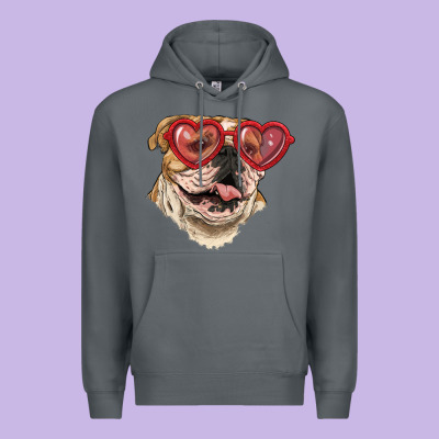 English Bulldog With Love Glass Premium Hoodie Designed By Ranaportraitstore