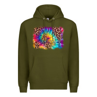 Army Green leopard tie dye background Premium Hoodie - Zillion Design Studio