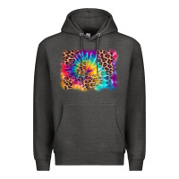 Charcoal Heather leopard tie dye background Premium Hoodie - Zillion Design Studio