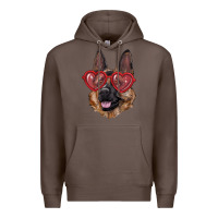 Coffee german shepherd with love glasses Premium Hoodie - RanaPortraitStore