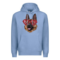 Colony Blue german shepherd with love glasses Premium Hoodie - RanaPortraitStore