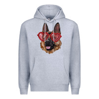 Heather Grey german shepherd with love glasses Premium Hoodie - RanaPortraitStore