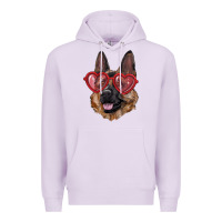 Lilac german shepherd with love glasses Premium Hoodie - RanaPortraitStore