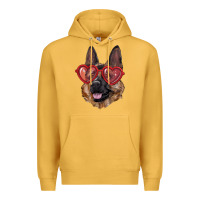 Mustard german shepherd with love glasses Premium Hoodie - RanaPortraitStore