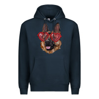 Navy german shepherd with love glasses Premium Hoodie - RanaPortraitStore