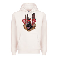 Pale Pink german shepherd with love glasses Premium Hoodie - RanaPortraitStore