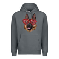 Rock german shepherd with love glasses Premium Hoodie - RanaPortraitStore