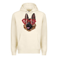 Tofu german shepherd with love glasses Premium Hoodie - RanaPortraitStore