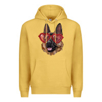 Antique Gold german shepherd with love glasses Premium Hoodie - RanaPortraitStore