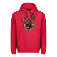 Cardinal german shepherd with love glasses Premium Hoodie - RanaPortraitStore