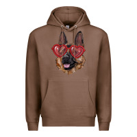 Chestnut german shepherd with love glasses Premium Hoodie - RanaPortraitStore