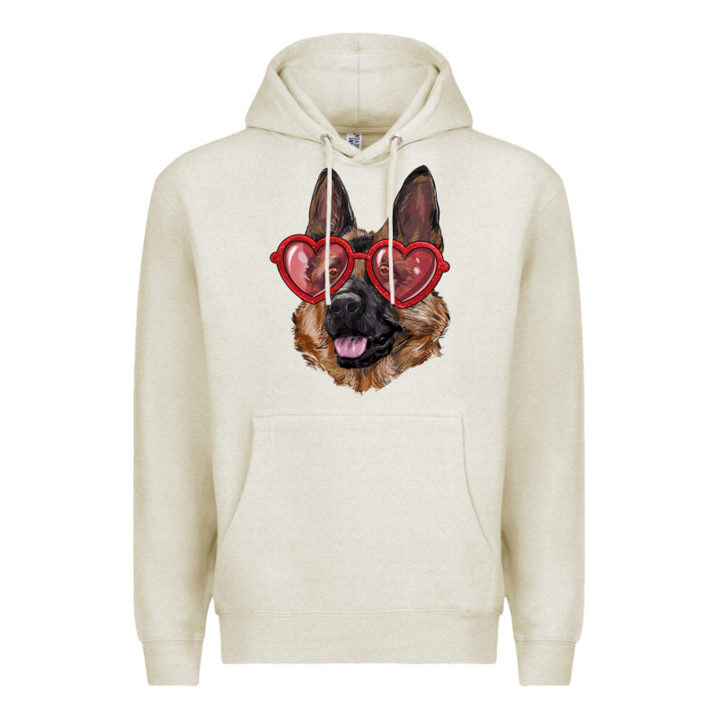 German Shepherd With Love Glasses Premium Hoodie by RanaPortraitStore | Teevron