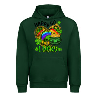 Forest Green Happy Go Lucky Pot Of Gold And Rainbow Heart Urban Hoodie - RanaPortraitStore