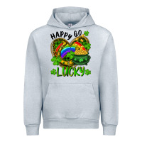 Heather Grey Happy Go Lucky Pot Of Gold And Rainbow Heart Urban Hoodie - RanaPortraitStore