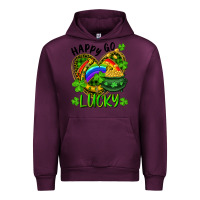 Mauve Wine Happy Go Lucky Pot Of Gold And Rainbow Heart Urban Hoodie - RanaPortraitStore