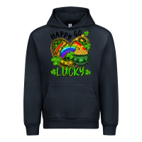 Navy Happy Go Lucky Pot Of Gold And Rainbow Heart Urban Hoodie - RanaPortraitStore