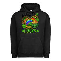 Pigment Black Happy Go Lucky Pot Of Gold And Rainbow Heart Urban Hoodie - RanaPortraitStore