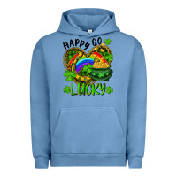 Pigment Pebble Blue Happy Go Lucky Pot Of Gold And Rainbow Heart Urban Hoodie - RanaPortraitStore
