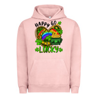 Pigment Salmon Happy Go Lucky Pot Of Gold And Rainbow Heart Urban Hoodie - RanaPortraitStore