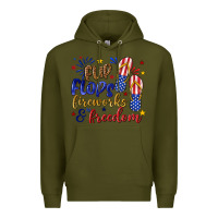 Army Green flip flops fireworks and freedom Premium Hoodie - texasbilliewilder