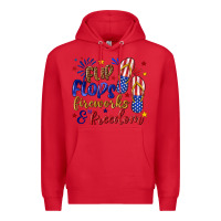 Red flip flops fireworks and freedom Premium Hoodie - texasbilliewilder