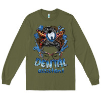 Army Green dental assistant messy bun Long Sleeve Tee - BarkalooDesign
