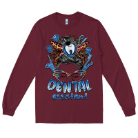 Burgundy dental assistant messy bun Long Sleeve Tee - BarkalooDesign