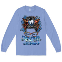 Colony Blue dental assistant messy bun Long Sleeve Tee - BarkalooDesign