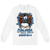 White dental assistant messy bun Long Sleeve Tee - BarkalooDesign