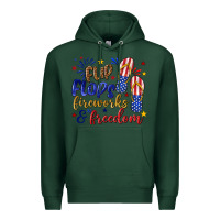 Sports Green flip flops fireworks and freedom Premium Hoodie - texasbilliewilder