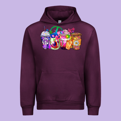 Hippie Coffee Cups Urban Hoodie Designed By Zillion Design Studio