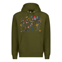 Army Green fourth of july dancing skeleton Premium Hoodie - texasbilliewilder