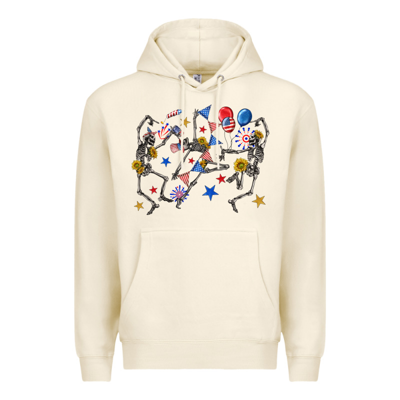 Fourth Of July Dancing Skeleton Premium Hoodie by texasbilliewilder | Teevron
