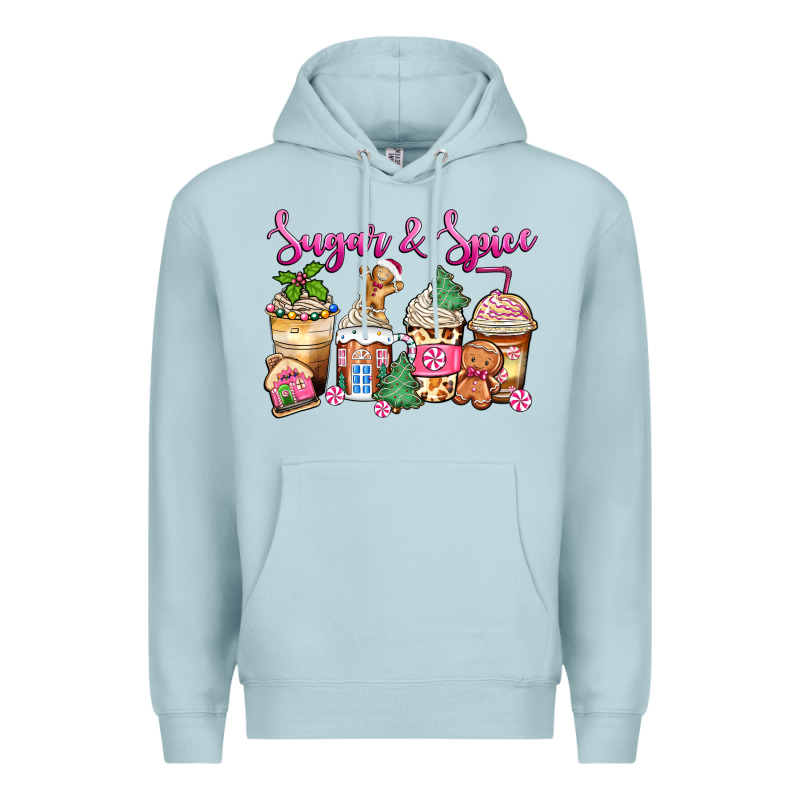 Sugar And Spice Pink Gingerbread Coffee Cups Premium Hoodie by Zillion Design Studio | Teevron