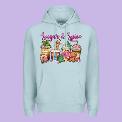 Sugar And Spice Pink Gingerbread Coffee Cups Premium Hoodie Designed By Zillion Design Studio