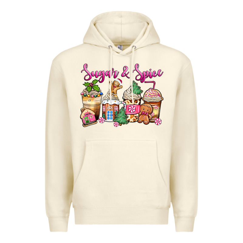 Sugar And Spice Pink Gingerbread Coffee Cups Premium Hoodie by Zillion Design Studio | Teevron
