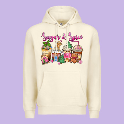 Sugar And Spice Pink Gingerbread Coffee Cups Premium Hoodie Designed By Zillion Design Studio