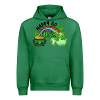 Emerald Happy Go Lucky Rainbow Shamrocks And Pot Of Gold Urban Hoodie - RanaPortraitStore