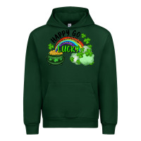 Forest Green Happy Go Lucky Rainbow Shamrocks And Pot Of Gold Urban Hoodie - RanaPortraitStore