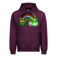 Mauve Wine Happy Go Lucky Rainbow Shamrocks And Pot Of Gold Urban Hoodie - RanaPortraitStore