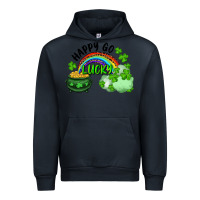 Navy Happy Go Lucky Rainbow Shamrocks And Pot Of Gold Urban Hoodie - RanaPortraitStore