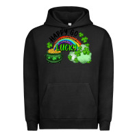 Pigment Black Happy Go Lucky Rainbow Shamrocks And Pot Of Gold Urban Hoodie - RanaPortraitStore