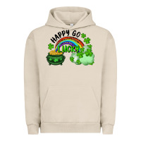 Pigment French Oak Happy Go Lucky Rainbow Shamrocks And Pot Of Gold Urban Hoodie - RanaPortraitStore