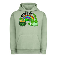 Pigment Oil Green Happy Go Lucky Rainbow Shamrocks And Pot Of Gold Urban Hoodie - RanaPortraitStore
