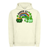 Pigment Pistachio Happy Go Lucky Rainbow Shamrocks And Pot Of Gold Urban Hoodie - RanaPortraitStore