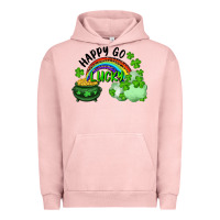 Pigment Salmon Happy Go Lucky Rainbow Shamrocks And Pot Of Gold Urban Hoodie - RanaPortraitStore