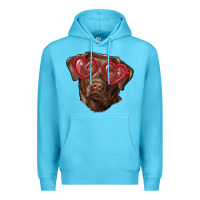 Ocean Blue labrador retriever with love glass Premium Hoodie - RanaPortraitStore