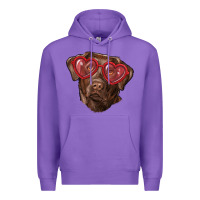 Purple labrador retriever with love glass Premium Hoodie - RanaPortraitStore