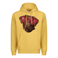 Antique Gold labrador retriever with love glass Premium Hoodie - RanaPortraitStore