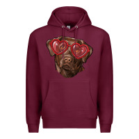 Burgundy labrador retriever with love glass Premium Hoodie - RanaPortraitStore
